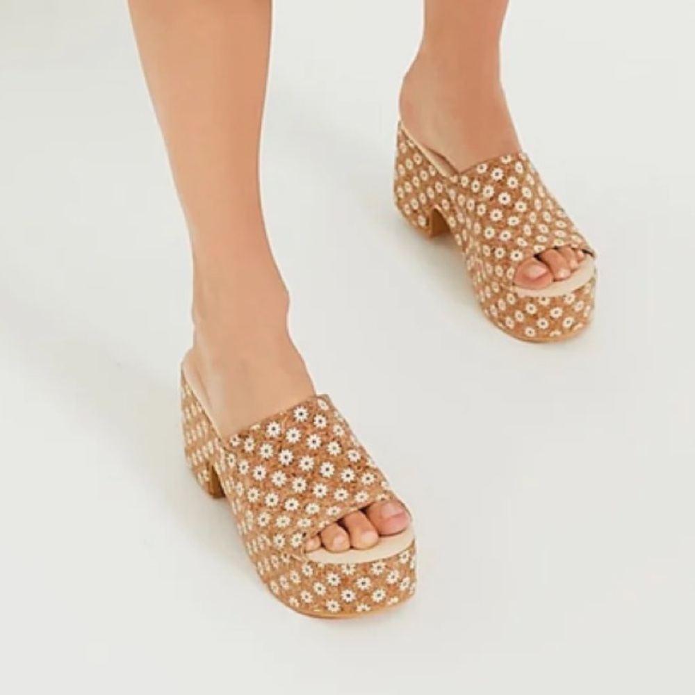 New Matisse Cork Daisy Terry Heels 70’s groovy platform - Picture 3 of 9